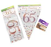 65th Birthday Decoration Kit Age 65 Decorations Banner Bunting Confetti Rose Gold FANCYDRESSCOZ FDC Him Her Men Women