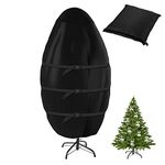 Wehhbtye Upright Christmas Tree Storage Cover - Upright Xmas Tree Bag Holds Up to 9FT Trees - Heavy Duty Christmas Tree Storage Container with Drawstring Hem Zipper Cinch Straps(No Stand)