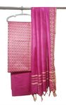 ZERATEX Women's Cotton Silk Handloom Weaving Unstitched Salwar Suit Dress Material With Dupatta (Pink pink)