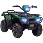 HOMCOM 12V Electric Quad Bike for Kids, Ride-On ATV Car w/Forward, Reverse Functions, Music, LED Headlights, for Ages 3-5 Years - Green