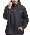 ZITY Rain Jacket Men Waterproof Windbreaker Packable Lightweight Raincoat with Hood for Golf Fishing Black XL