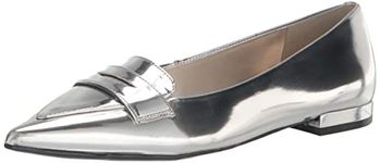 NINE WEST Women's Lallin Ballet Flat, Silver 040, 6.5 UK