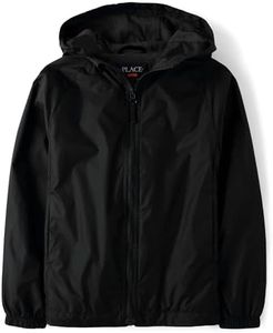 The Children's Place Boys' Uniform Windbreaker Jacket, Onyx