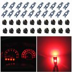 WLJH 74 Led Bulb Dash Lights Dimmable T5 2721 37 85 286 Wedge PC74 Twist Socket Automotive Instrument Panel Gauge Light Kits Cluster Shift Indicator Interior Bulbs Red Pack of 20