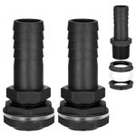 Zocipro 2Pcs Garden Water Tank Overflow Vent, 25mm Water Butt Barbed Linking Pipe Connector with Nut & Washer, Fits 1” BSP Thread & Hose, for Rain Barrels, Water Tanks, Cisterns