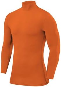 PowerLayer Maglia Termica Uomo a Manica Lunga - Maglia Compressione Uomo per Calcio e Sport - Strato Base a Maniche Lunghe - per Allenamento Corsa e Ciclismo- Arancia, XL