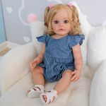 Pinky Reborn 22 Inch 55cm Reborn Baby Toddler Dolls Full Body Silicone Dolls Real Soft Vinyl Realistic Girl Born Toy with Long Hair