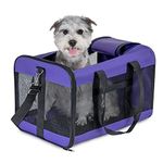 Conlun Dog Carrier Soft Sided, Large Cat Carrier with Inner Safety Leash, Pet Transport Carrier for Large Cats and Medium Dogs up to 20 Lbs, Collapsible Travel Puppy Carrier Bag -Purple L