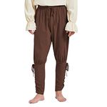 Century Star Pirate Pants for Men Medieval Ankle Pants Viking Pirate Halloween Retro Pants Renaissance Costume Lace Up Brown XX-Large