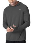 Willit Men's Sun Shirts UPF 50+ Rash Guard Long Sleeve Sun Protection Hoodie SPF UV Fishing Lightweight Athletic Running, Deep Gray, Large