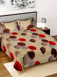 Kuber Industries Floral Printed Glace Cotton Double Bedsheet with 2 Pillow Covers (Brown)-HS43KUBMART26806