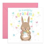CENTRAL 23 - Grandma Birthday Card - Binky Bunny - “For A Wonderful Grandma” - Birthday Card for Grandma - For Nan Nana from Grandson Granddaughter - Comes With Fun Stickers