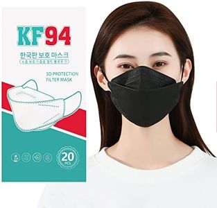 20Pcs 4D Face Mask for Adults 4-Ply Layer Filter Non Woven Fabric Face Mask, Protective Mask for Women Men Teens(Black-20PCS)