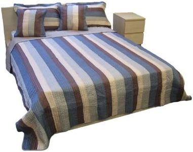 DaDa Bedding DXJ101061 Stripe Satiny Polyester Patchwork 3-Piece Quilt Set, T...