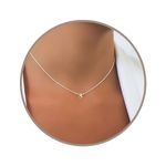 Annika Bella Short Sterling Silver Necklace for Women with Swarovski Teardrop Pendant, Length 15-17 Inches, Tarnish-Resistant, Thin SilverNecklaces, Handmade Dainty Gift for Her