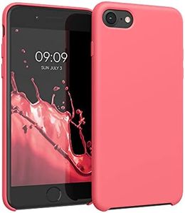 kwmobile Carcasa Compatible con Apple iPhone SE (2022/2020) / 8/7 Funda - Case TPU y Silicona antigolpes - Apto Carga inalámbrica - Coral neón