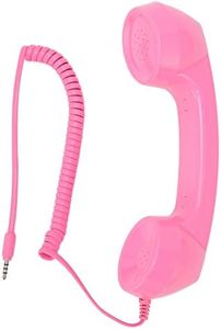 Auricular de Teléfono Retro de 3,5 Mm, Receptor de Teléfono Portátil Antiradiación Multifuncional, Operación de un Solo Toque para Computadora de Teléfono Celular (Rosa)