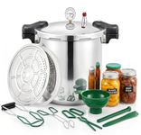 15 quart High capacity pressure cookers with cooking rack canning pressure canner with gauge Explosion proof safety valve Extra-large size great for big canning jobs/natural gas-open flame