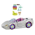 Barbie Car, Barbie Extra Set, Sparkly Silver 2-Seater Toy Convertible with Puppy and Accessories, Gifts for Kids, HDJ47