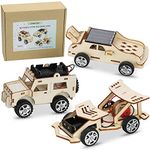 CYZAM STEM Toys for Kids, Science Experiments Kits 3D Puzzle Wooden Models Building Toys, DIY Solar Power Car STEM Projects for Kids Boys Girls Age 8-16 (3 Sets)