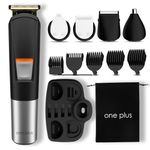 One Plus OP 27 Cordless Professional Hair Trimmer Titanium Coated Blade Waterproof Trimmer 120 min Runtime 12 Length Settings (Black)