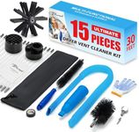 Dryer Vent Cleaner Kit - BLuesea, 15-Piece Ultimate Dryer Cleaning Tool Include 30 Feet Dryer Vent Brush, Upgrade Noiseless Dryer Lint Vacuum Attachment, Lint Trap Brush, Vacuum & Dryer Adapters