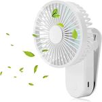 Portable Clip on Mini Desk Fan, 2400mA Rechargeable USB Battery Operated Stroller Fan with Magnetic, White