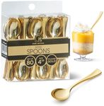 Posh Setting - Plastic Mini Spoons, Gold Mini Spoons, Gold Plastic Mini Dessert Spoons, Disposable Tiny Gold Spoons, 4 inch Mini Spoons for Appetizers, Taster Spoons, Ice Cream Spoons (80 Pack)