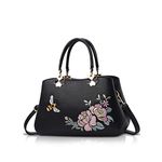 NICOLE&DORIS Women Top Handle Handbags Retro Crossbody Bag Ladies Fashion Shoulder Bag Purse Tote Embroidery Black Bee