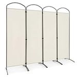 CASART 4/6 Panel Room Divider, Foldable Privacy Screen, Freestanding Partition Screens for Bedroom Living Room Office Garden (4 Panels: 221 x 188cm, White)