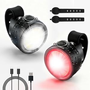 Bike Lights, Rechargeable Bicycle Lights Set Super Bright, IPX6 Waterproof Bike Lights for Night Riding/Cycling Safety, Front and Back Taillight Reflectors