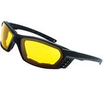 The Fresh 1 Pair Motorcycle Riding Glasses Padded Frame Lens Block 100% UVB for Outdoor Activity Sport (12-Black, 1-pair Yellow POL (Night Vision))