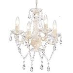 Mini Crystal Chandeliers Acrylic Beige Chandelier Lighting 4 Light Modern Hanging Light Fixtures