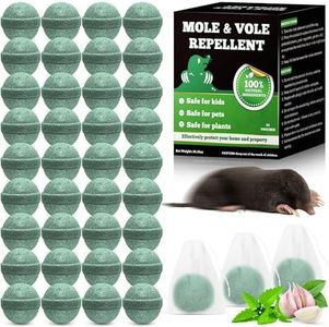 Peppermint Oil Mole Repellent - 24 Pcs Rat Deterrent Outdoor with Bag for Easy Hanging, Long Lasting Pest Deterrents Balls Dark Green for Gardens, Lawns & Yards