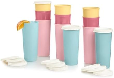 Tupperware Tumbler Set - 24 Count - Dishwasher Safe & BPA Free (12 Tumblers + 12 Lids, 16 fl oz each)