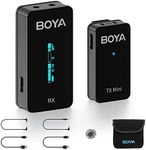 BOYA by-XM6 S1 Mini Wireless Microphones,OLED Lavalier Microphone Wireless with Mono/Stero & Monitoring for DSLR Camera/Camcorder/iPhone/Smartphone YouTube Vlog Live Stream Podcast