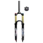 aiNPCde 26/27.5/29 inch Bicycle MTB Suspension Front Fork 140mm Travel, Rebound Adjust 1-1/8 Straight/Tapered Tube Manual/Remote Lockout Mountain Bike Air Fork