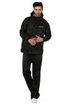 Evershine By SuperMen's Rainsuit With Eco -Freindly Hood Waterproof Pant and Carrying Pouch (PR 511-Black-XXL)