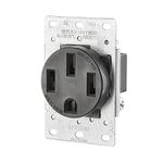 Leviton 279 50 Amp, 125/250 Volt, NEMA 14-50R, 3P, 4W, Flush Mounting Receptacle, Straight Blade, Industrial Grade, Grounding, Side Wired, Steel Strap (Black)