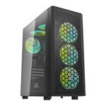 Ant Esports 250 Air Mid- Tower Computer Case/Gaming Cabinet - Black | Support - ATX, M-ATX, ITX | Pre-Installed 3 x 120mm Front Fans