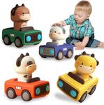 YOLOMOON Baby Car Toys for 1 2 3 Year Old Boys Girls Birthday Gift, Animal Racing Car Toddler Toys Age 1-2 Years, Press and Go Vehicle Car Baby Toys 6-12-18 Months, Kids Toys for 1 2 Year Old Infant