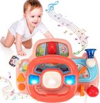 Joyfia Steering Wheel Toys for Toddler, Turn and Learn Driver Simulation Toy with Light & Music, Driving Car Seat Toy for Pretend Play, Educational Interactive Stroller Toy for Boys Girls 18+ Months