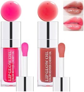 2 Colors Hydrating Plumping Lip Glow Oil,Moisturizing Lip Oil Gloss Transparent Glossy Lip Gloss Primer Lip Tint for Lip Care and Dry Lip by Aaiffey (012#+015#)