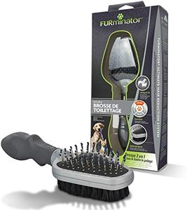 FURMINATOR brosse - A double face – Face Peigne : Démêle les poils – Face Brosse : lisse et lustre le pelage – Chiens et Chats - Conçu et Recommandé par des Professionnels - Sans Bisphénol A