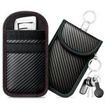 caslord Faraday Pouch for Car Keys, Pack of 2 Anti-Theft RFID Key Fob Protection Bag with 4 Pack Key Rings for Car Security, M, Red and Blue