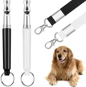 SPECIALISTTRIAN Dog Training Whistles, 2 Pcs, Professional Recall, Stop Barking, Adjustable Silent, Black and White, with Lanyard