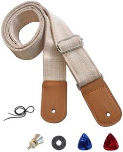 Farcaya Ukulele Strap for Soprano Concert Tenor Baritone Uke Mandolins Banjos Cotton Soft Cotton Linen Style with Picks Locks Buttons End Pins Musical Instrument Accerssories (Beige)