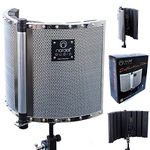 Premium Folding Soundproofing Vocal Booth / Reflection Filter for Recording Studio Vocal Microphone, Create Warmer and Clearer Vocals with Acoustic Sound Proofing Foam for Maximum Absorption, for Professional and Home Studio to Improve Room Acoustics