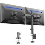 VIVO Dual Monitor Desk Mount, Heavy Duty Fully Adjustable Steel Stand, Holds 2 Computer Screens up to 24 inches and Max 22lbs Each, Black, STAND-V024