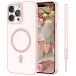 SouliGo Case Compatible with iPhone 14 Pro Max，iPhone 14 Pro Max Phone Cases Compatible with MagSafe and Magnetic Car Mount Slim Bling Plating Bumper Soft TPU Shockproof Cover with Lanyard - Pink